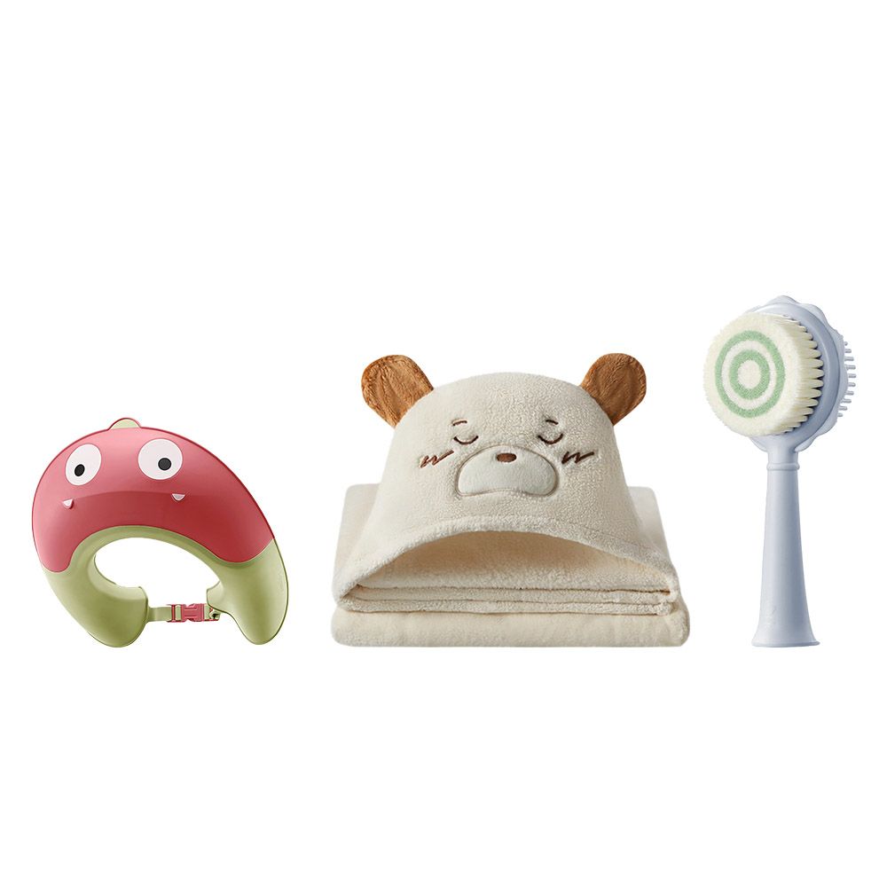 Babycare - Dinosaur Cap - Bear Bath Towel Blanket & Baby Shampoo Brush