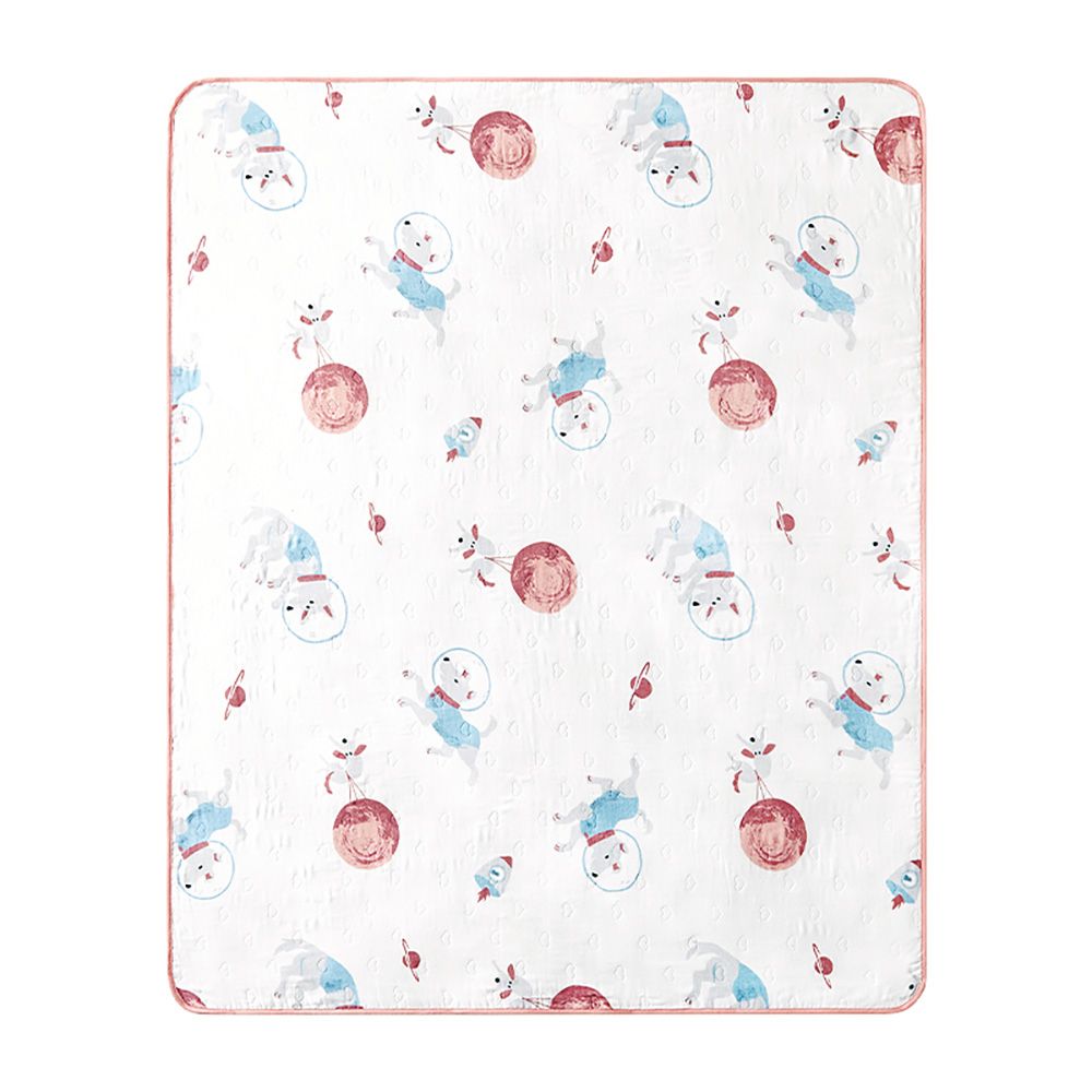 Babycare - Cotton Gauze Space Chai Puppy Blanket - White/Pink