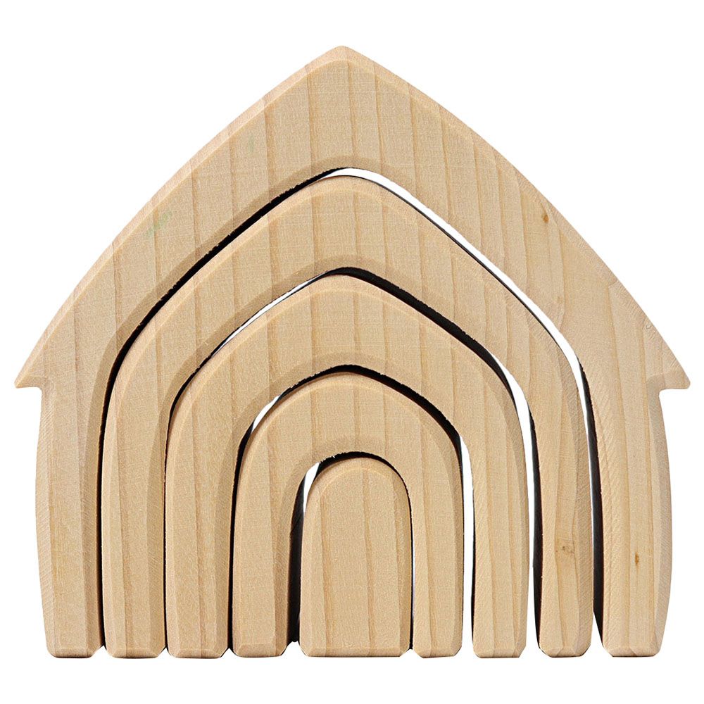 Grimm's - Stacking House Toy - 5pcs - Natural