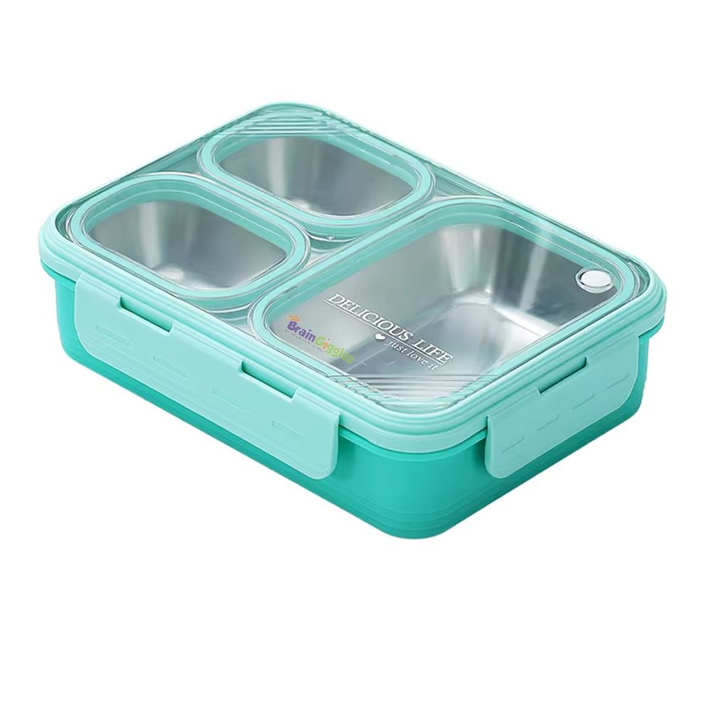 Brain Giggles - Bento Lunch Box With 3 Compartments - Green