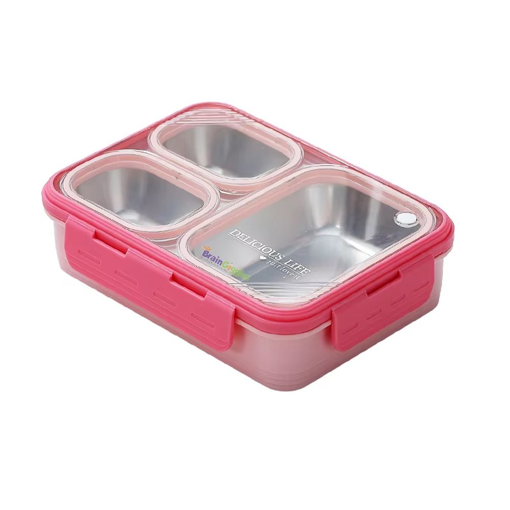 Brain Giggles - Bento Lunch Box With 3 Compartments - Pink