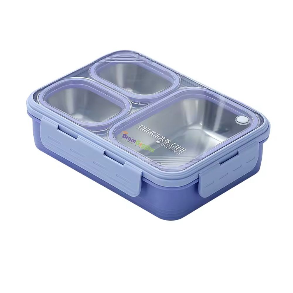 Brain Giggles - Bento Lunch Box With 3 Compartments - Purple