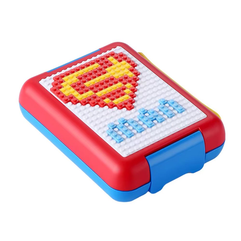 Brain Giggles - Bento Lunch Box With 4 Compartments And Building Blocks - Red/Blue