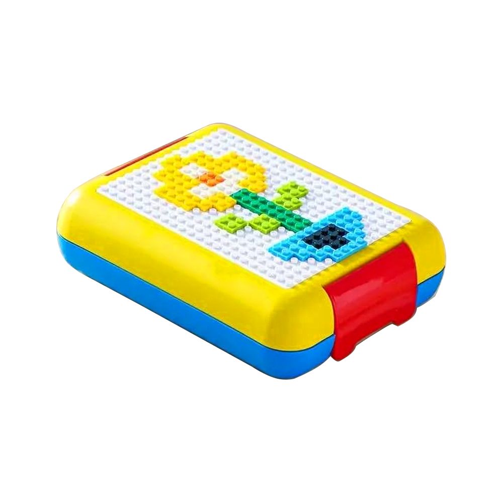 Brain Giggles - Bento Lunch Box With 4 Compartments And Building Blocks - Yellow/Blue