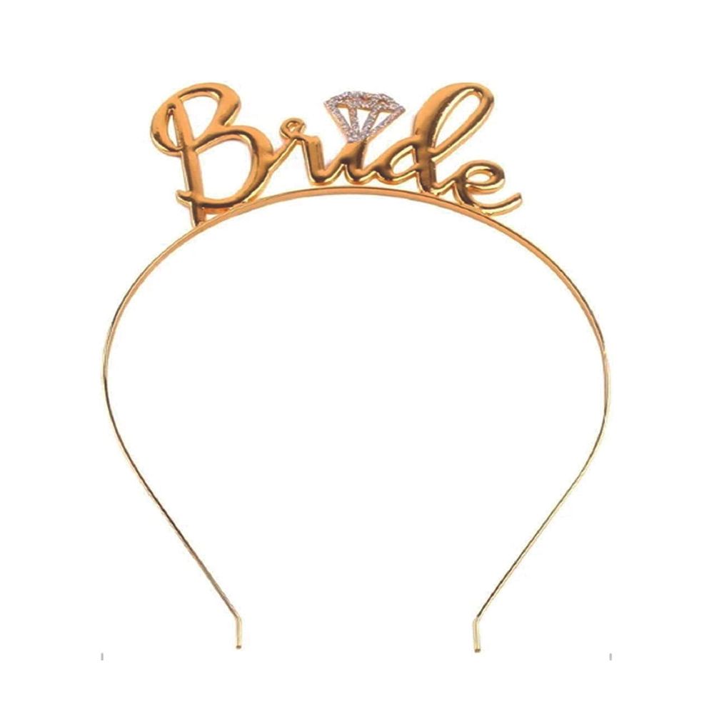 BrainGiggles - Bride Letter Design Elegant Bridal Tiara Headband - Gold