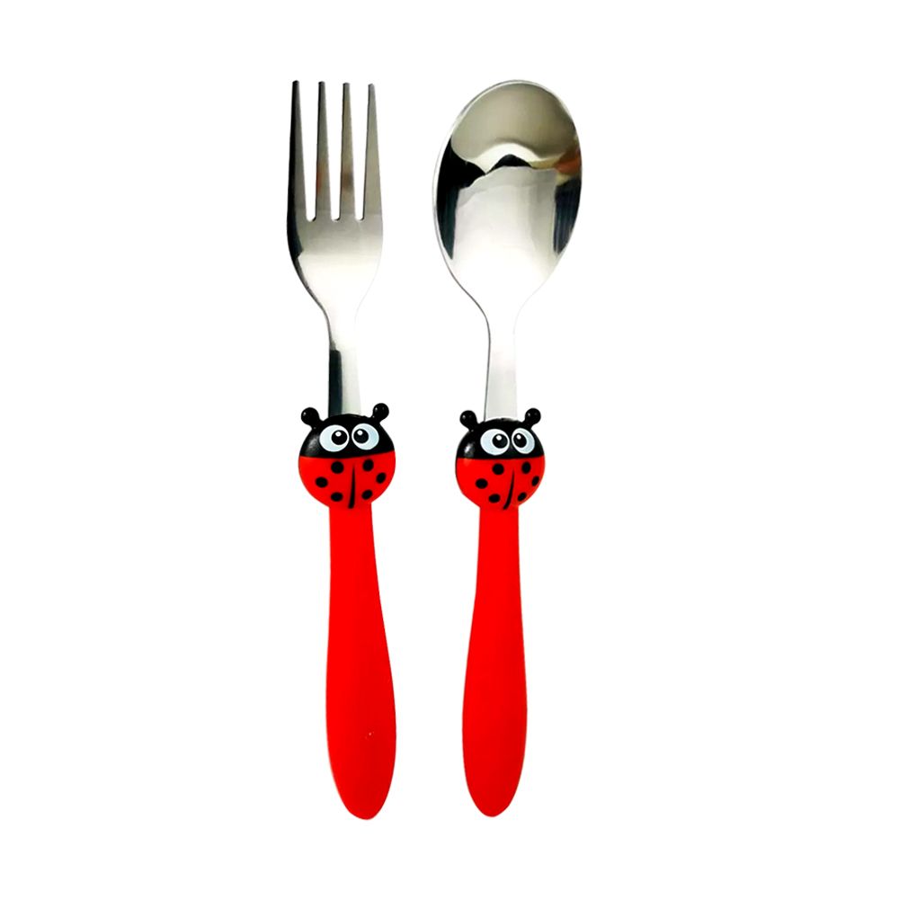 Brain Giggles - Kids Cutlery Set - Bee - Red - 2 Pcs