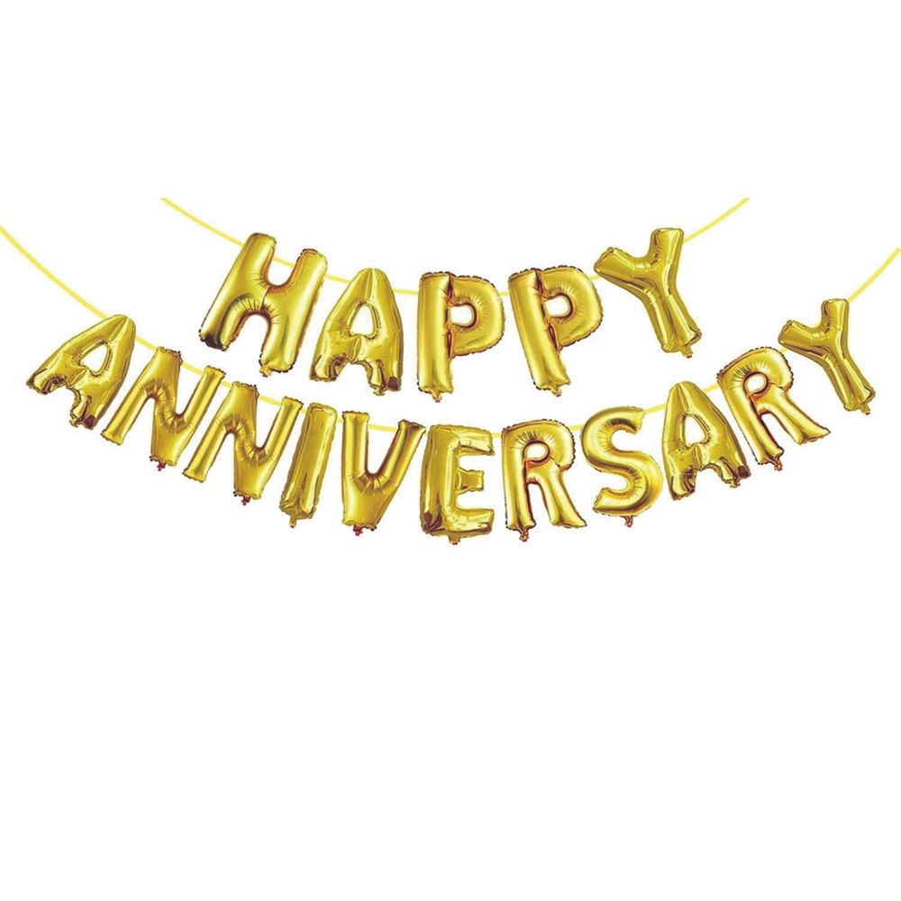 BrainGiggles - Happy Anniversary Foil Balloon - Gold