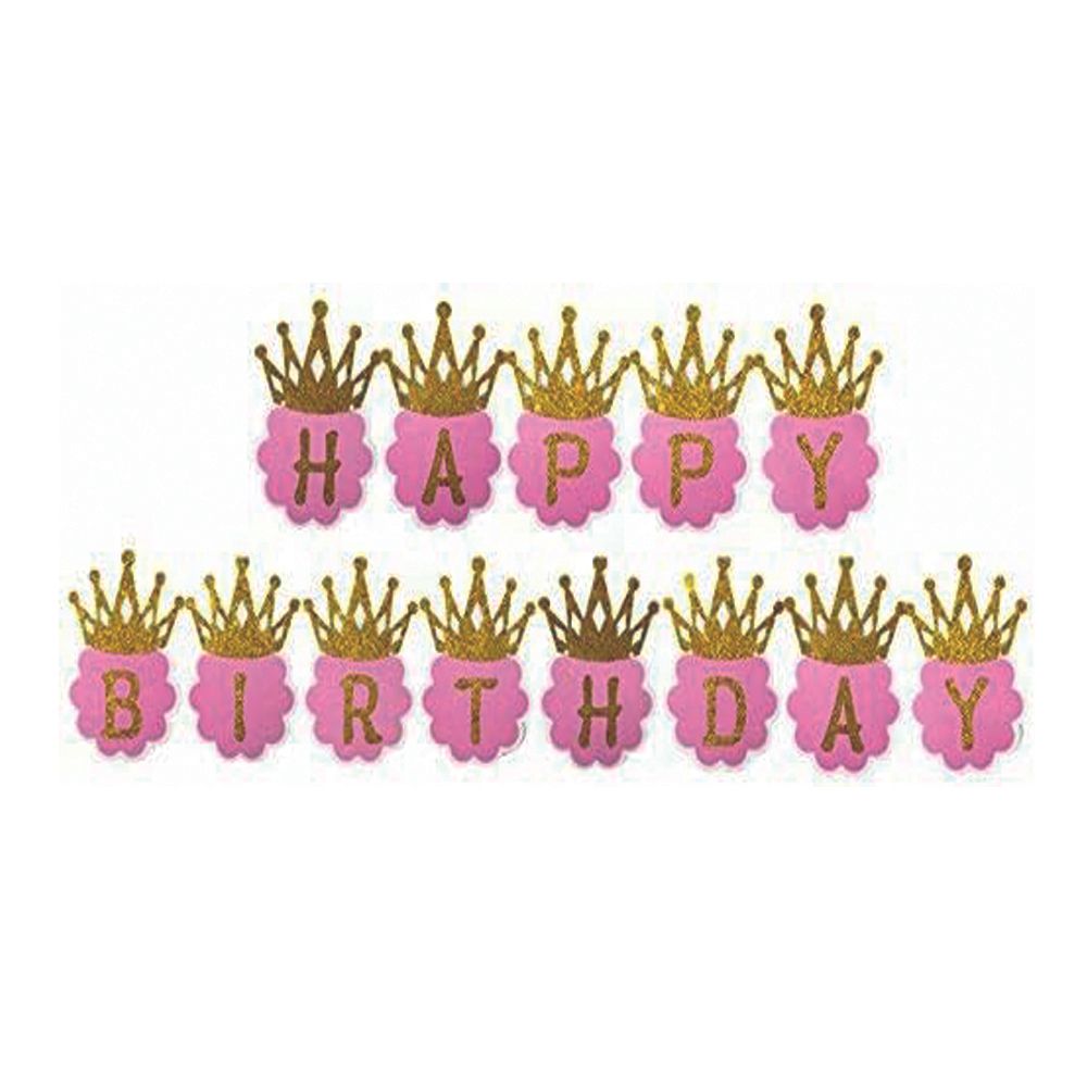 BrainGiggles -  Princess Glitter Happy Birthday Crown Banners