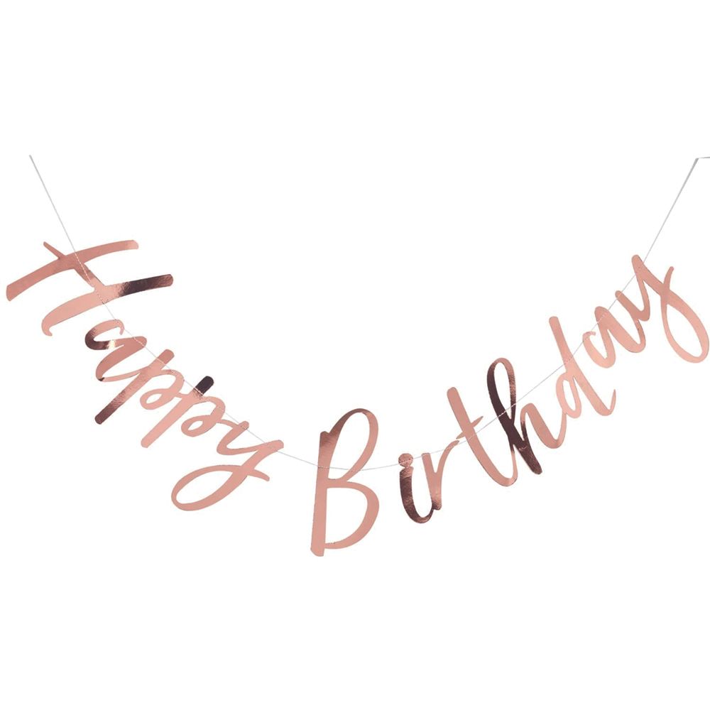 BrainGiggles - Cardstock Happy Birthday Banner - Rose Gold