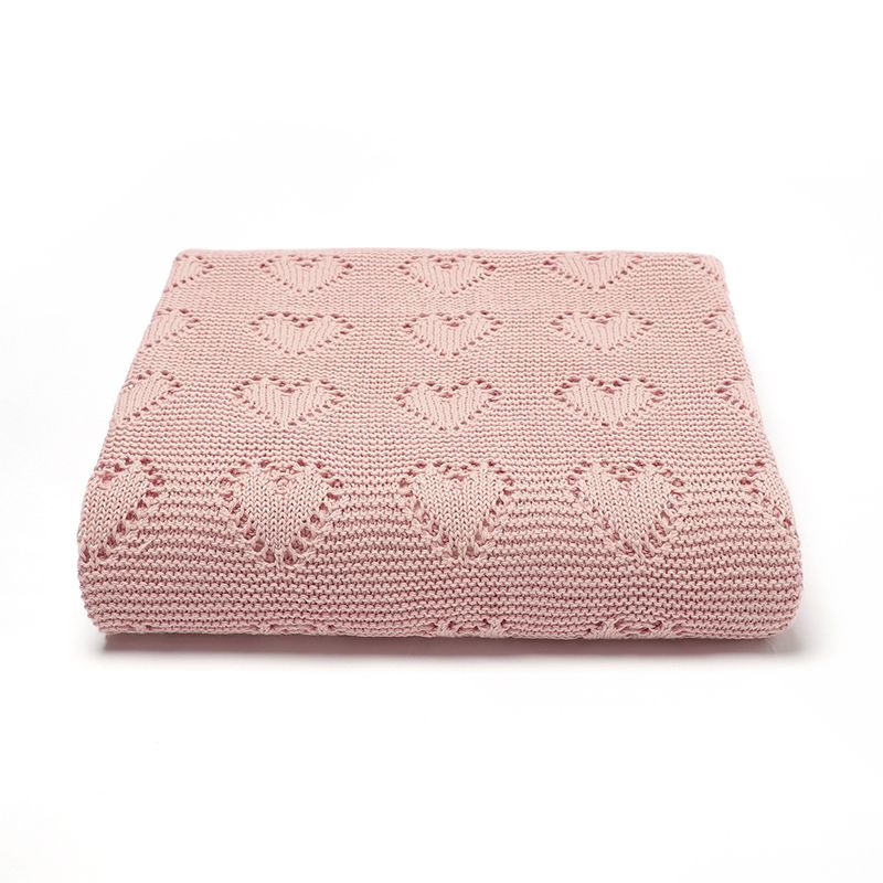 Issy & Lilo - Knitted Hearts Baby Blanket - Dreamy Pink