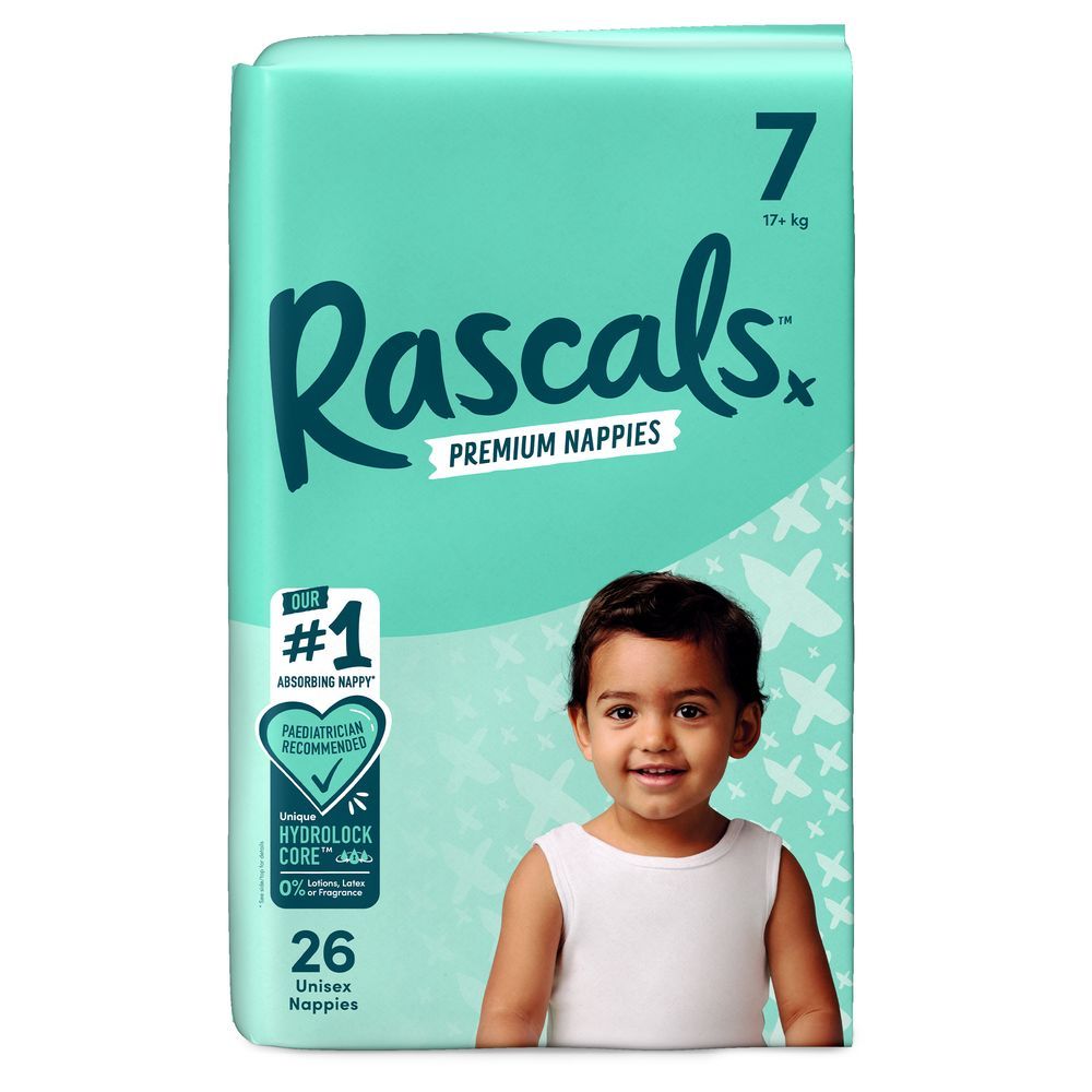 Rascals - Premium Baby Diapers - Size 7 - 17+ kg - 26 Pcs