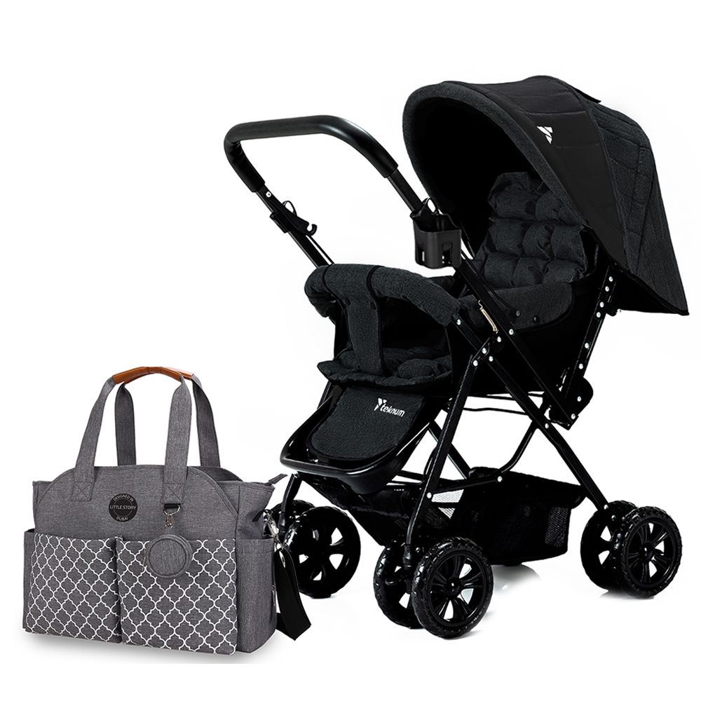 Teknum - Reversible Look At Me Stroller With Diaper Bags - Black