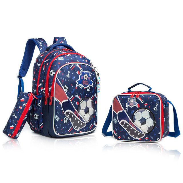 Eazy Kids - 17" School Bag Combo Football - Set of 3 - Blue