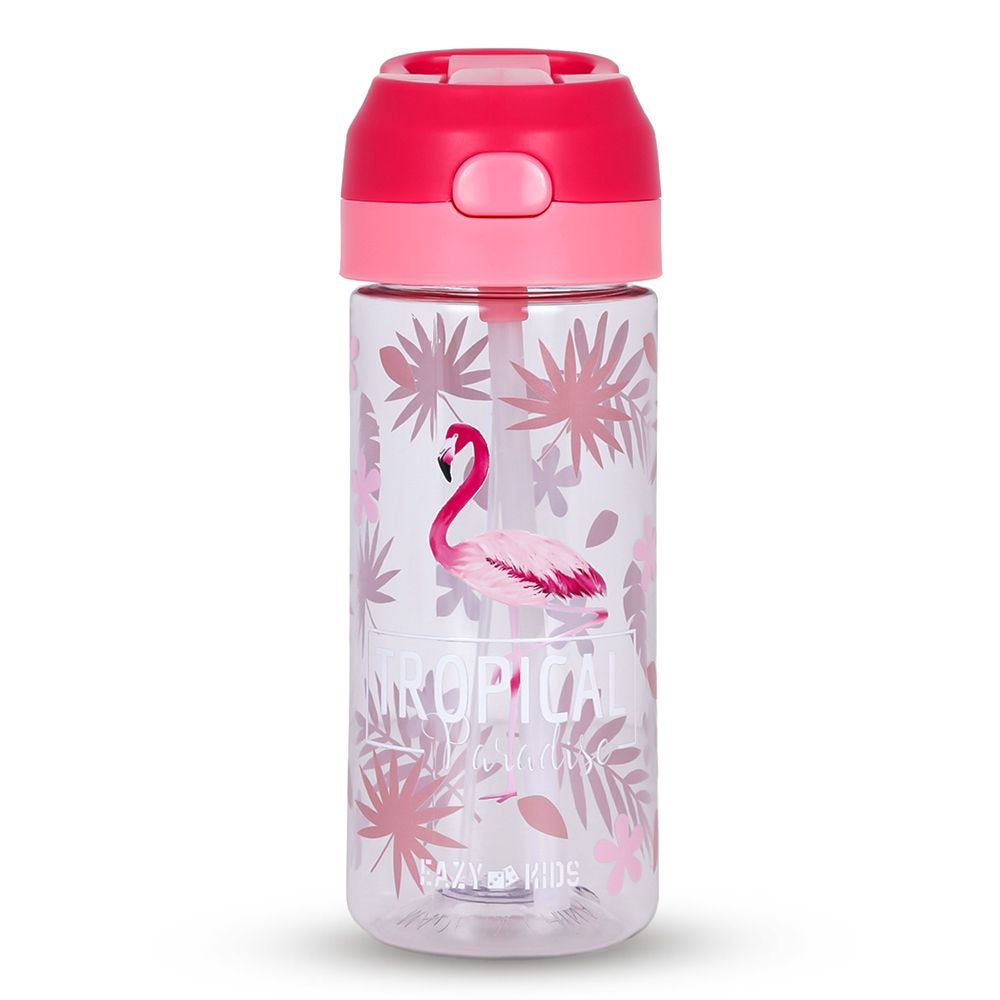 Eazy Kids - Tritan Water Bottle With Spray - Tropical - 420ml - Pink