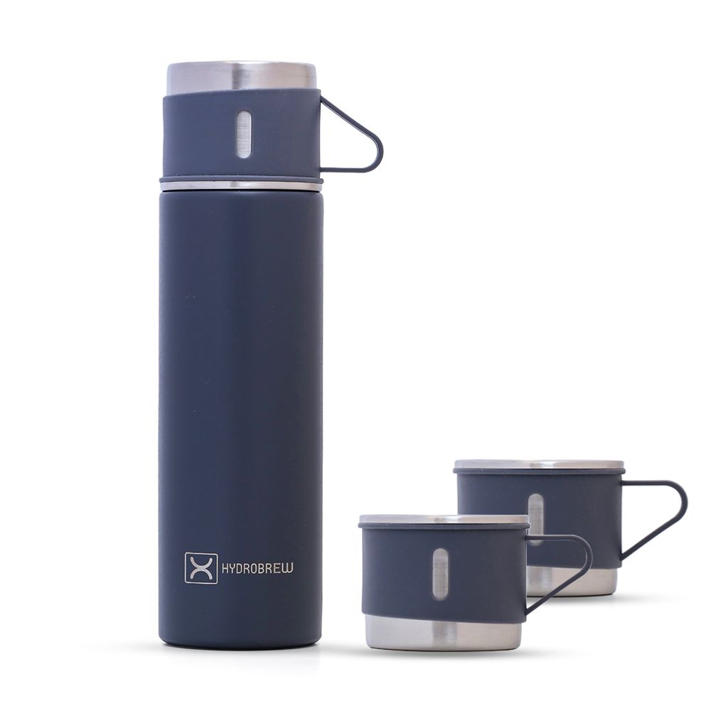 Hydrobrew - Insulated Vacuum Flask 500ml with 2x150ml Cup - Grey