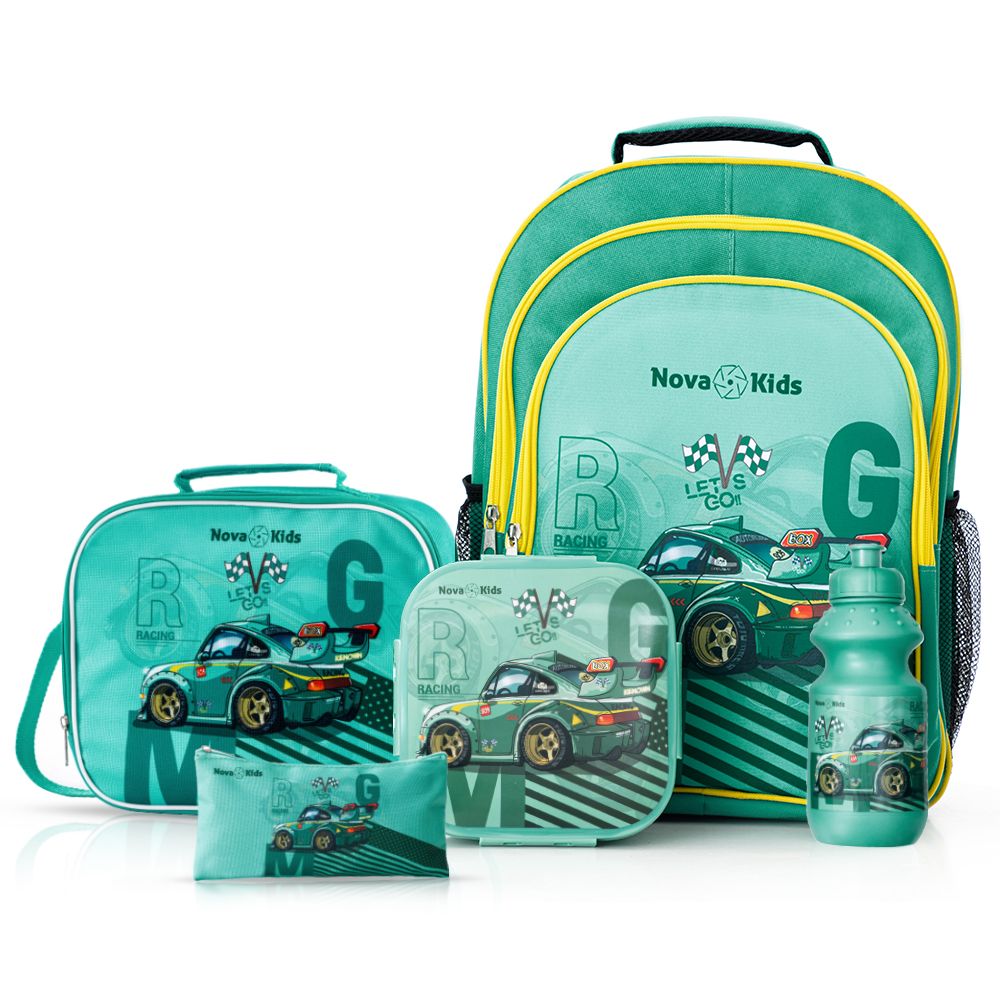 Nova Kids - School Bag 16in - Set of 5 - Car Racing