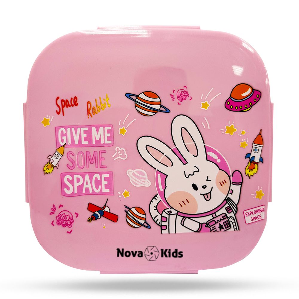 Nova Kids - Square Bento Lunch Box 1000ml - Rabbit Pink