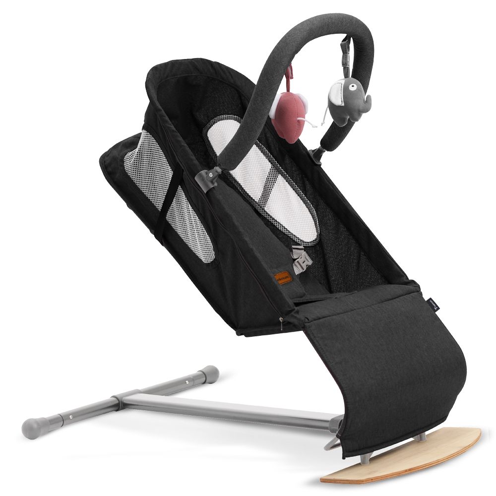 Teknum - Baby Bouncer With Grab Toys - Wooden Black