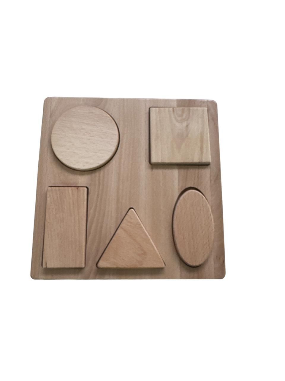 Edu Fun - Wooden Shapes Board - Natural - 6 Pcs