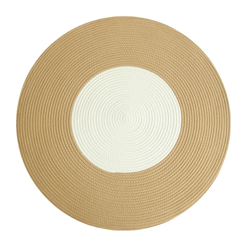 Mei Stylish - Hand Woven Jute Tassel Round Rug - Brown/White - 80cm