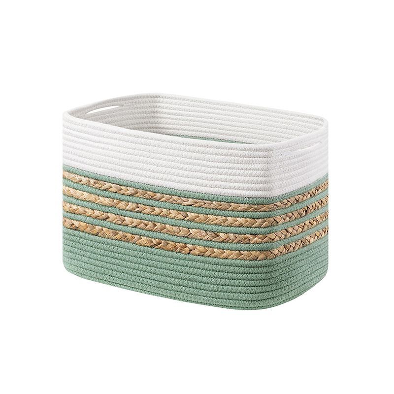 Mei Stylish - Handwoven Storage Basket With Built-In Handles - Mint Green/White