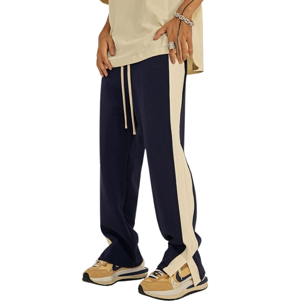 Mei Stylish - Women's Baggy Long Track Pant - Blue/White