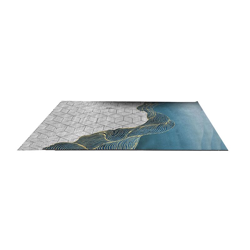 Mei Stylish - Anti-Slip Sheep Fur Area Rug - Blue/Grey - 120x160 cm