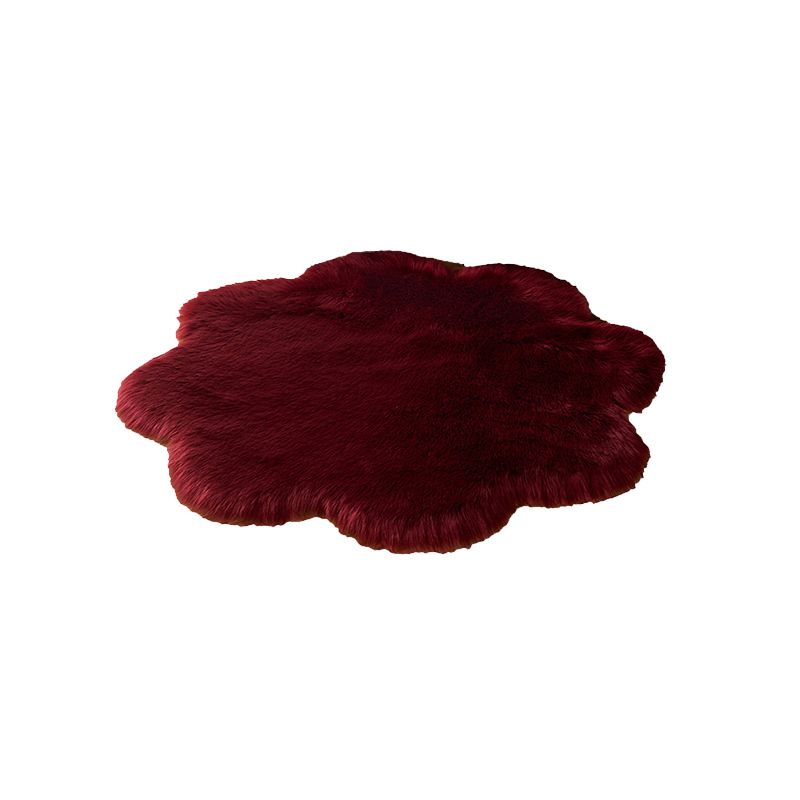 Mei Stylish - Super Soft Rabbit Fur Flower Design Carpet - Red