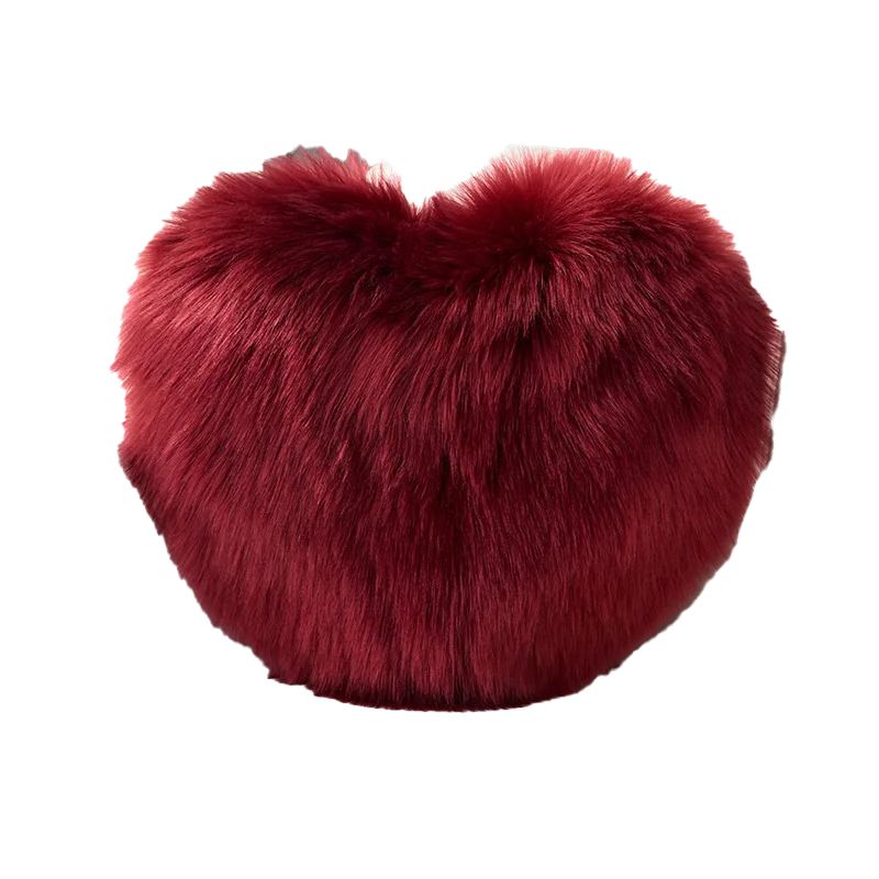 Mei Stylish - Rabbit Fur Double Side Plush Throw Pillow - Heart - Red