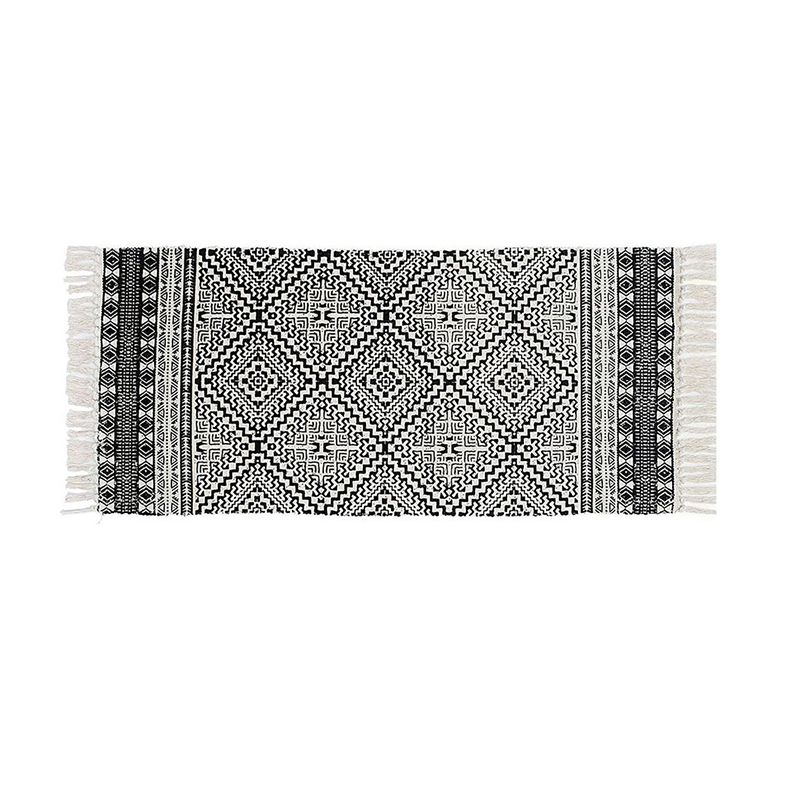 Mei Stylish - Ethnic Style Handwoven Tassel Carpet - Black - 60x90cm