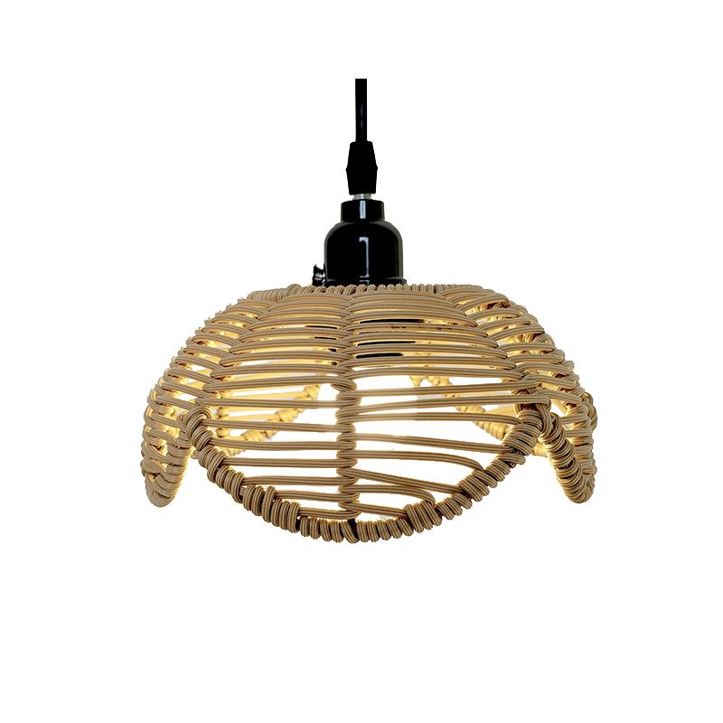 Mei Stylish - Hand Woven Rattan Cage Pendant - Brown