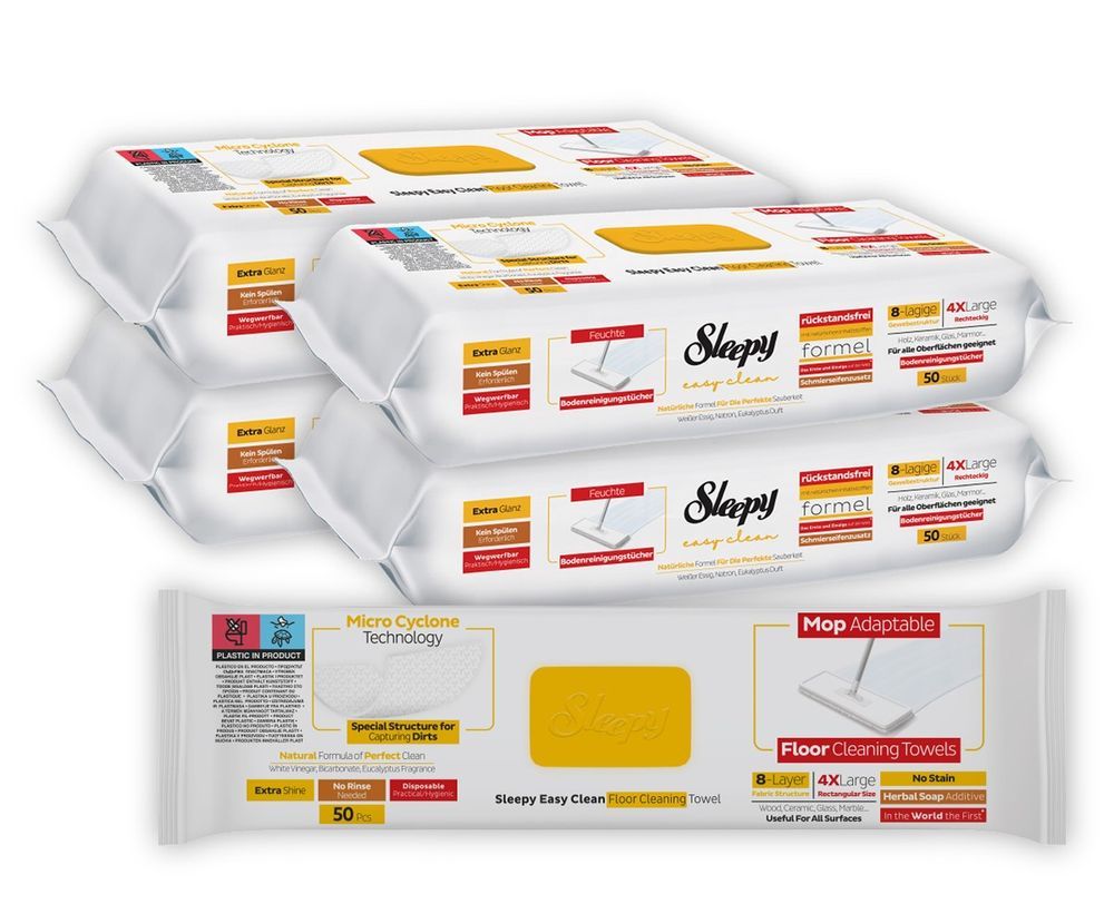 Sleepy - Easy Clean Mop Wipes - Herbal Soap/Eucalyptus - Pack of 4 - 200 Pcs