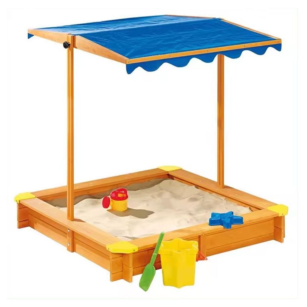 Megastar - Kid's Wooden Sandpit With Adjustable Canopy