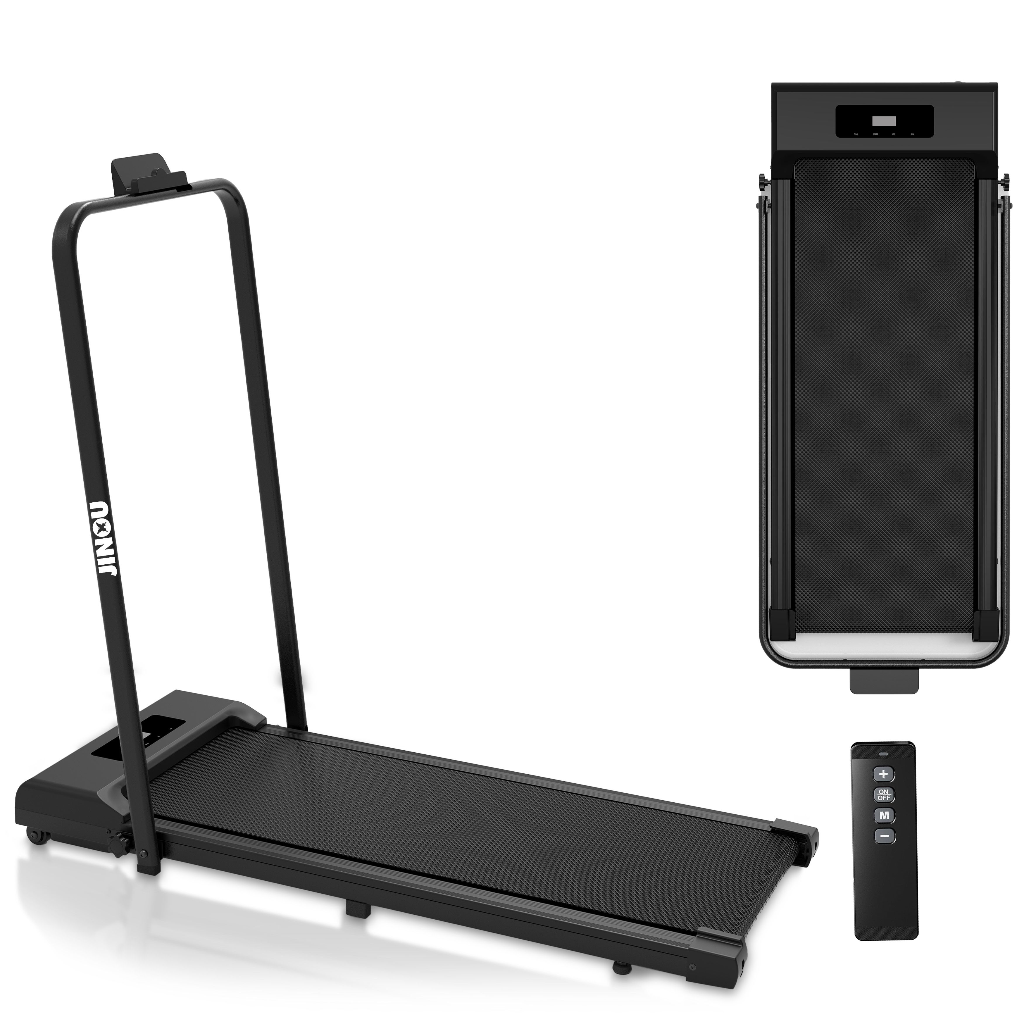 JINOU - Walking Pad Treadmill With Foldable Handle - Black