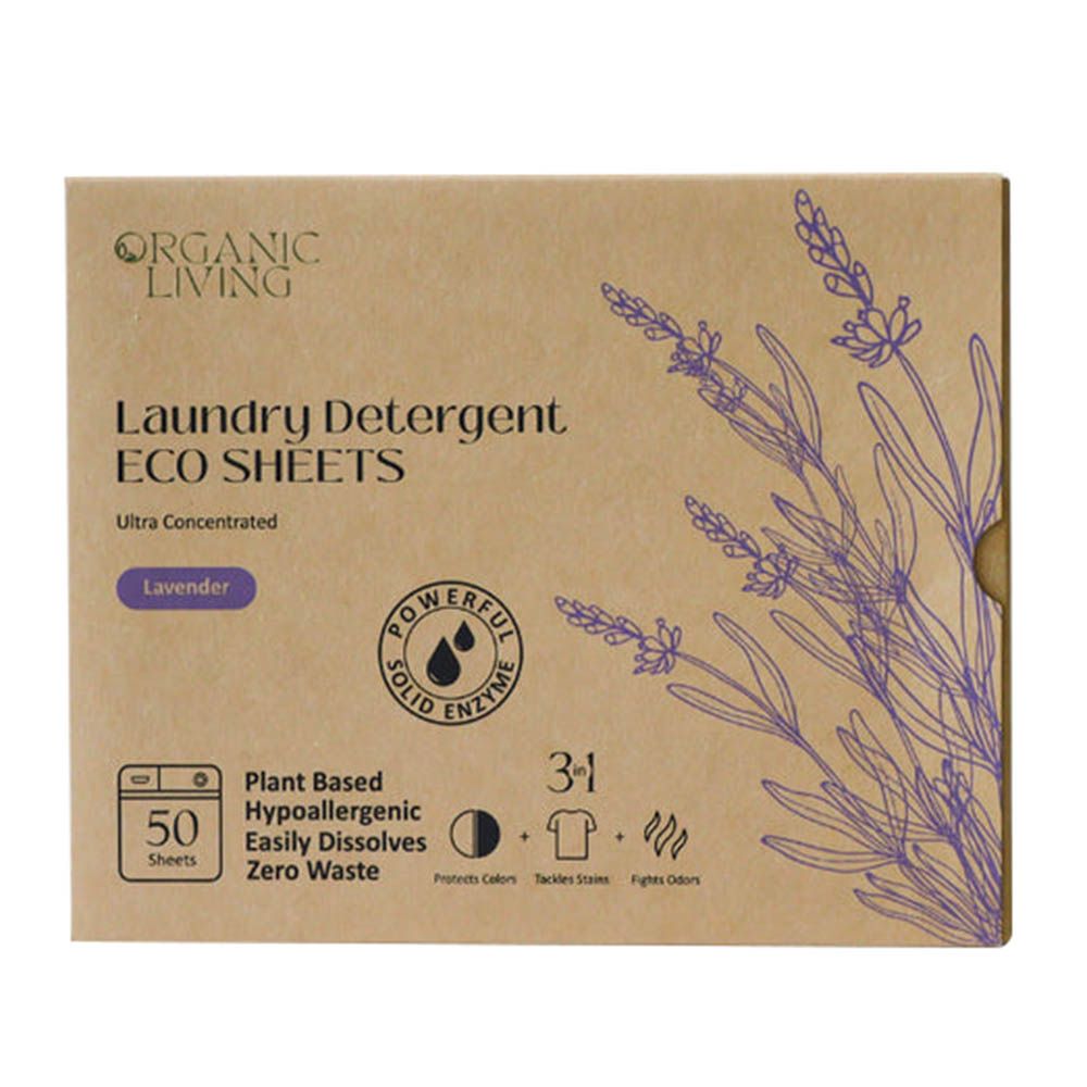 ORGANIC LIVING - Laundry Detergent Eco Sheets - Lavender - 50 Pcs