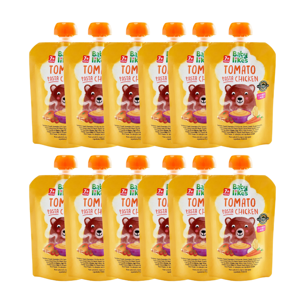 Babylikes - Halal Baby Puree Food Pouch - Tomato Pasta Chicken - 130 g - 12 Pcs