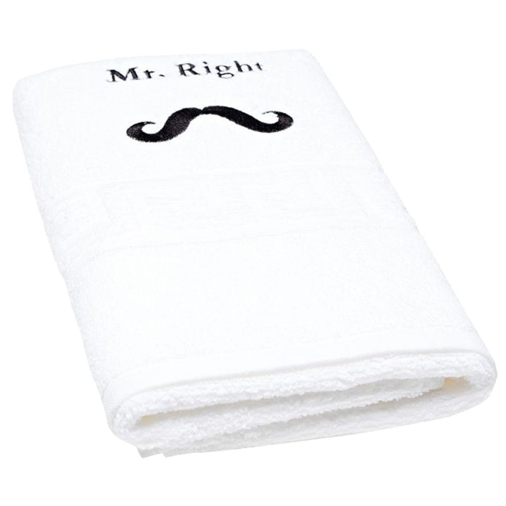 Byft - Premium Mr. Right Bath Towel - White