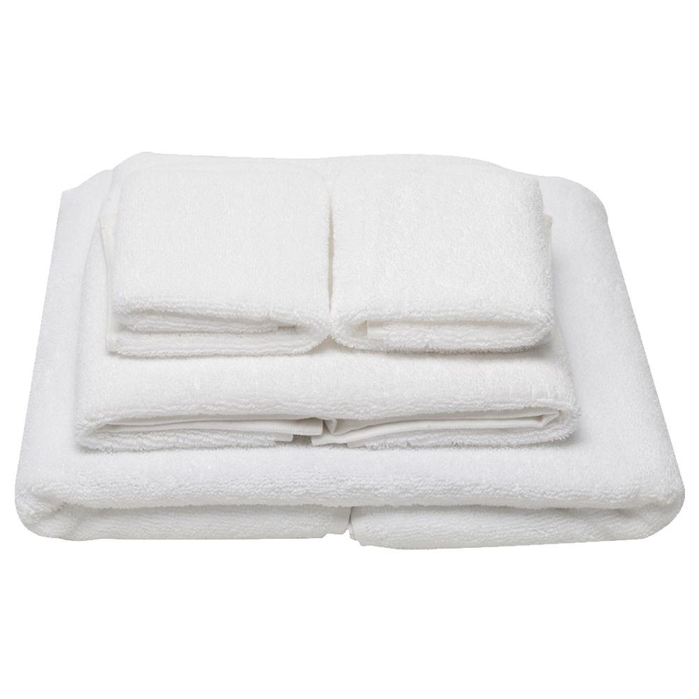 Byft - Twill Hem Bath Set - White - 4pcs