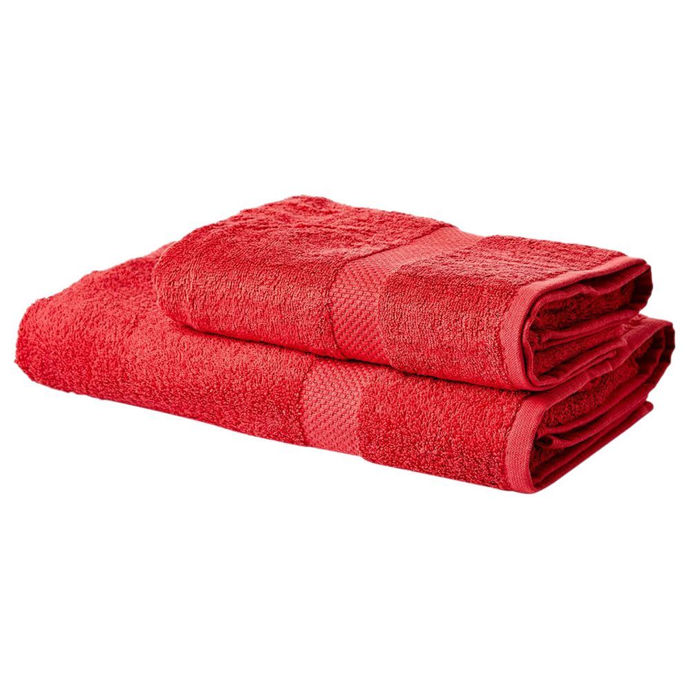 Byft - Bath Towel Set - Red - 2pcs