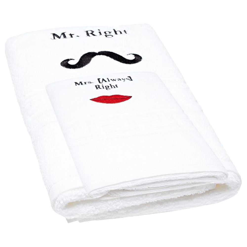 Byft - Mr. Right And Mrs. Always Right Bath Towel - 2pcs