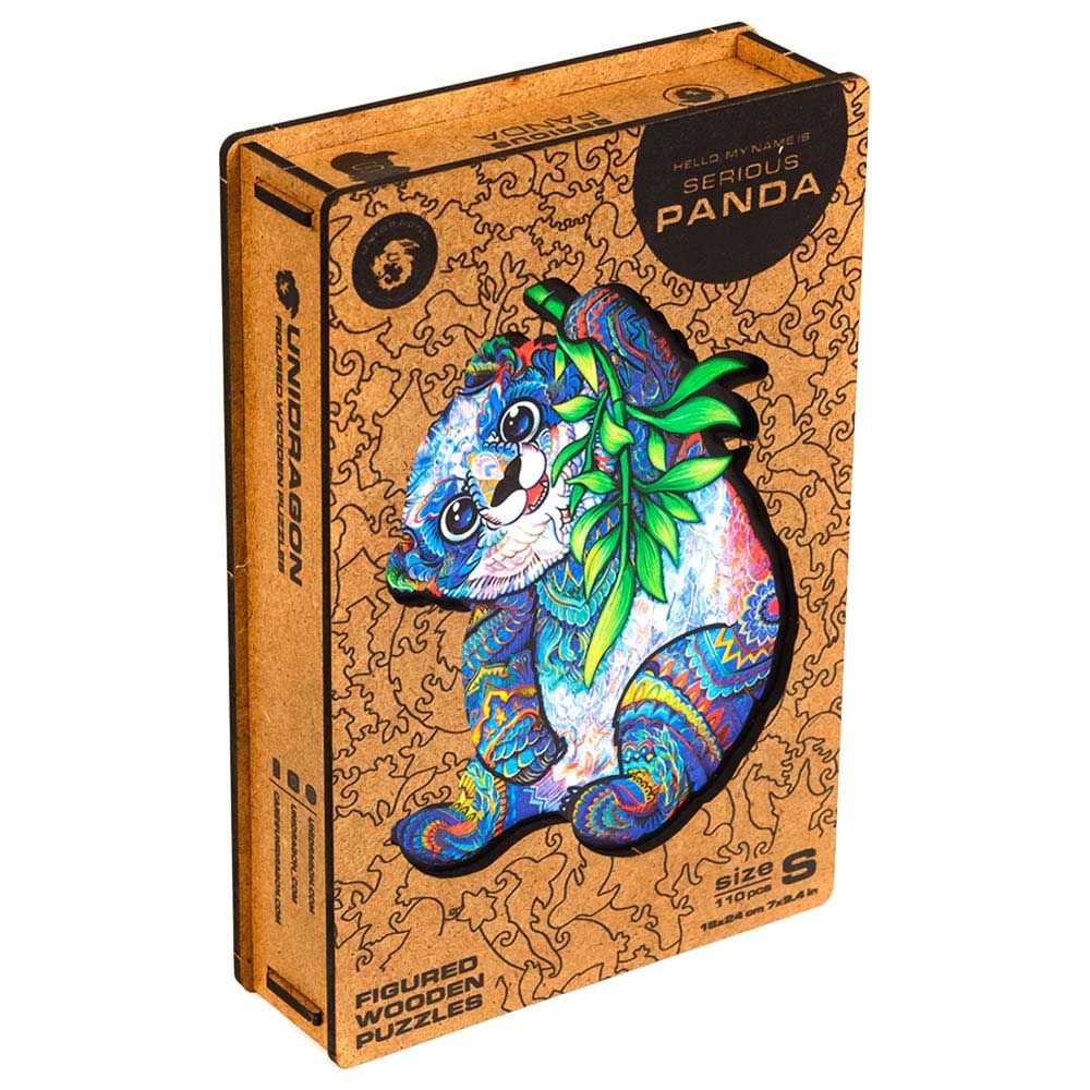 Unidragon - Figured Wooden Puzzle Kit - Serious Panda - Small - 110pcs