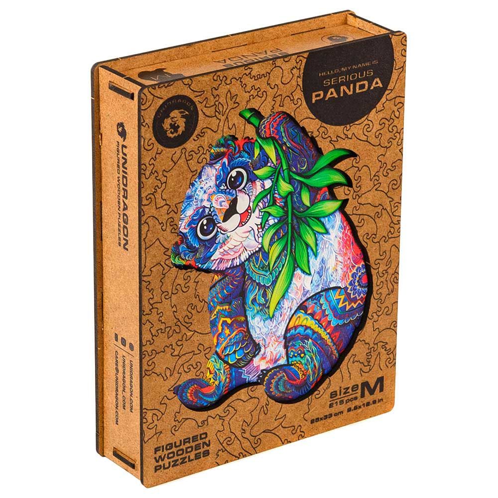 Unidragon - Figured Wooden Puzzle Kit - Serious Panda - Medium - 215pcs