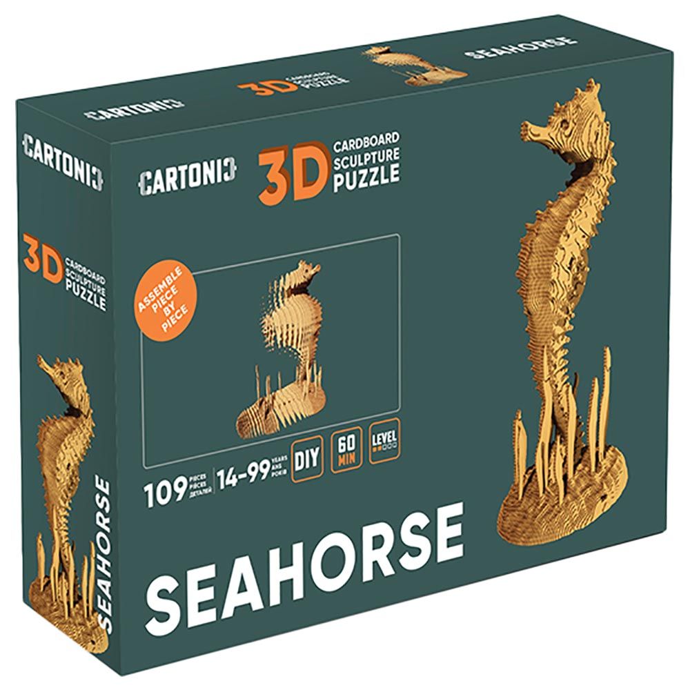 Cartonic - 3D Cardboard Sculpture Puzzle - Seahorse - 109pcs