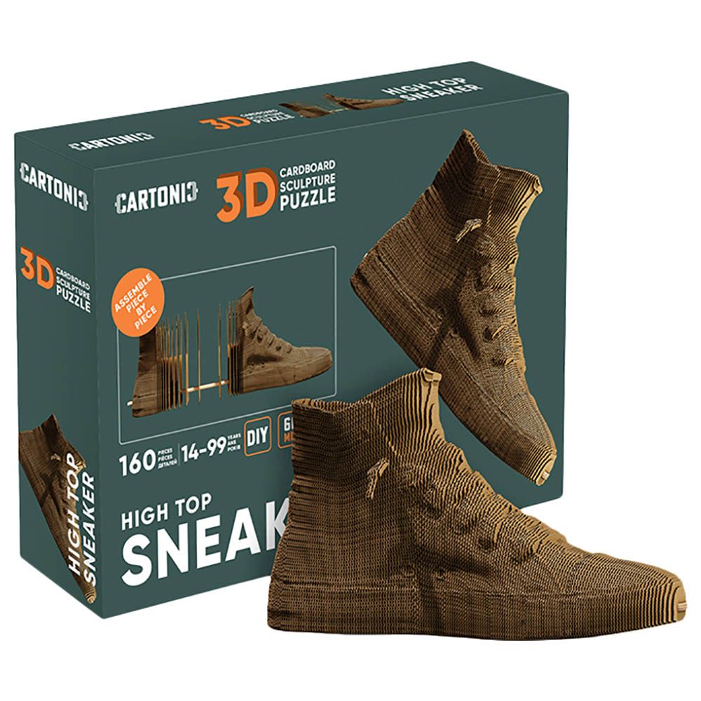 Cartonic - 3D Cardboard Sculpture Puzzle - High Top Sneaker - 160pcs