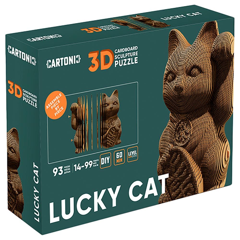 Cartonic - 3D Cardboard Sculpture Puzzle - Lucky Cat - 93pcs