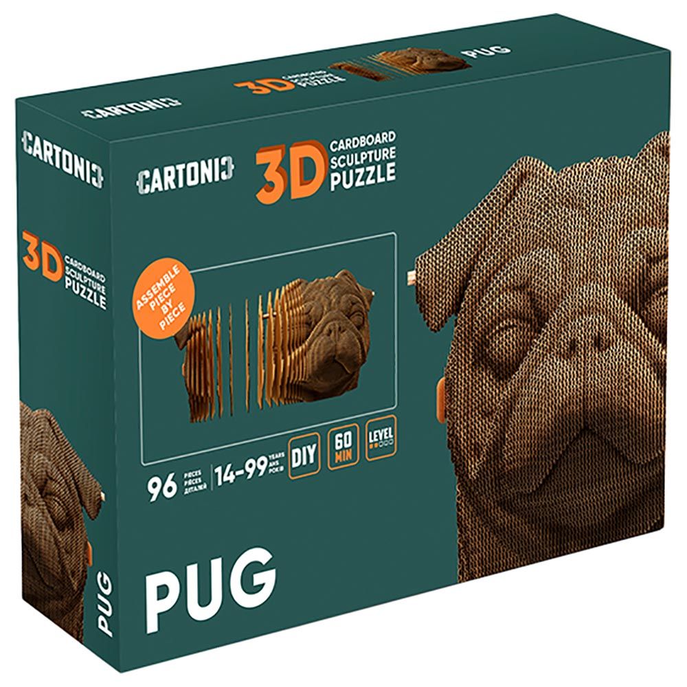 Cartonic - 3D Cardboard Sculpture Puzzle - Pug - 96pcs