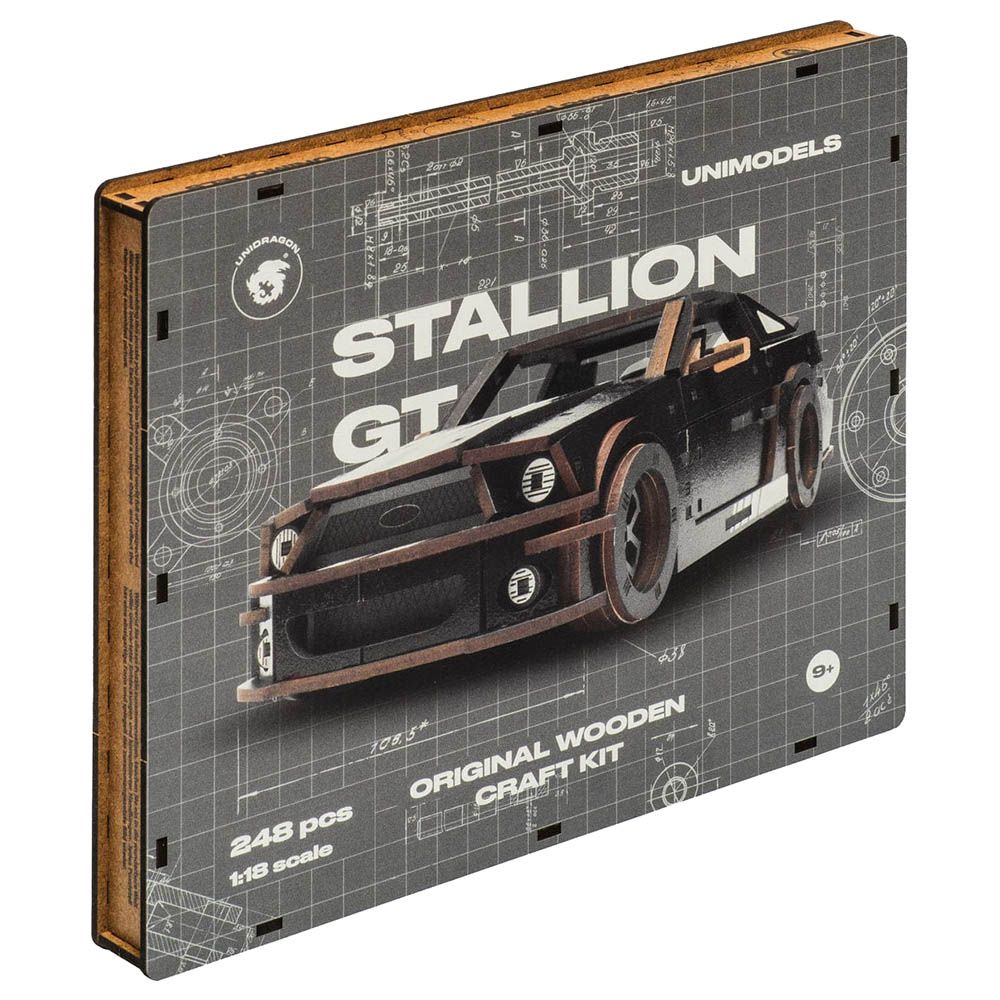 Unidragon - Figured Wooden Puzzle Kit - Stallion GT - 248pcs - Black