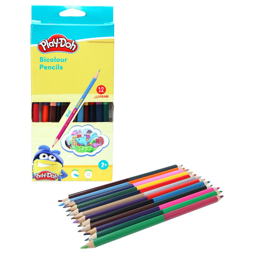 Play-Doh - 24 Colour Bicolor Pencils - 12pcs