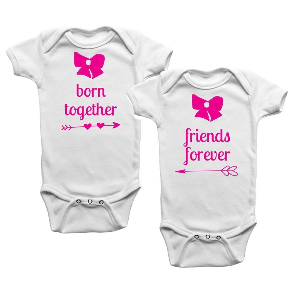 Born Together Friends Forever 2pcs Twins Onesies Bodysuit