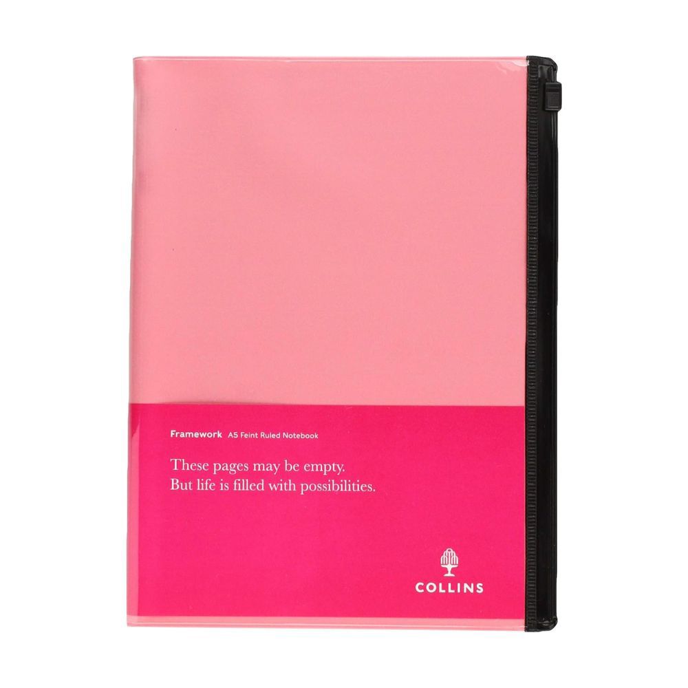 Collins - Framework A5 Feint Ruled Notebook - Pink